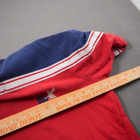 Vintage Y2K Adidas USA Rugby Striped Embroidered Short Sleeve Henley Shirt L - Picture 5 of 10